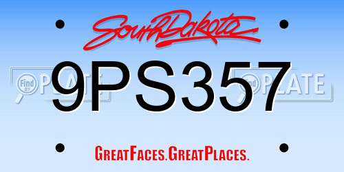 9PS357 South Dakota License Plate