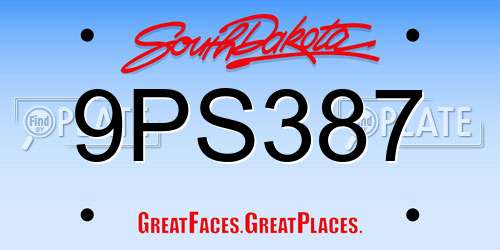 9PS387 South Dakota License Plate