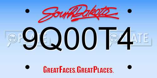 9Q00T4 South Dakota License Plate