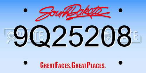 9Q25208 South Dakota License Plate