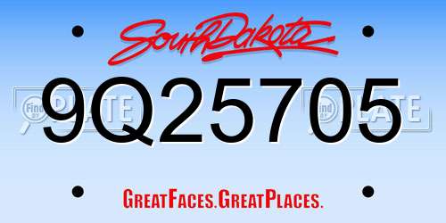9Q25705 South Dakota License Plate