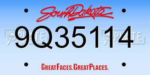 9Q35114 South Dakota License Plate