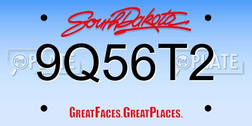 9Q56T2 South Dakota License Plate