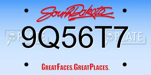 9Q56T7 South Dakota License Plate