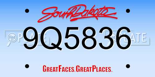9Q5836 South Dakota License Plate