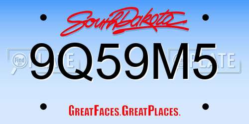 9Q59M5 South Dakota License Plate