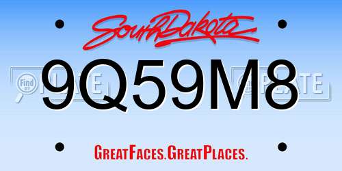 9Q59M8 South Dakota License Plate