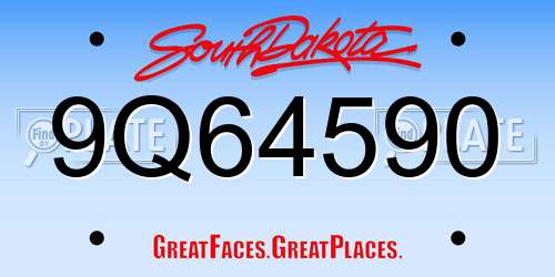 9Q64590 South Dakota License Plate