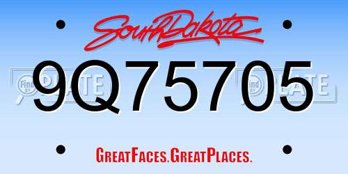 9Q75705 South Dakota License Plate