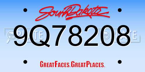 9Q78208 South Dakota License Plate