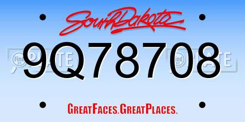 9Q78708 South Dakota License Plate