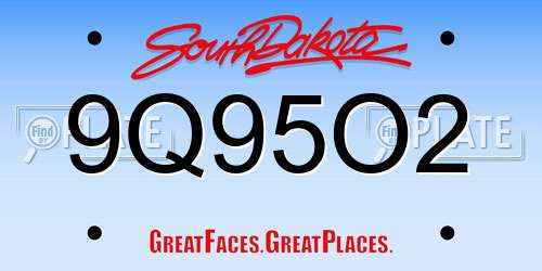 9Q95O2 South Dakota License Plate