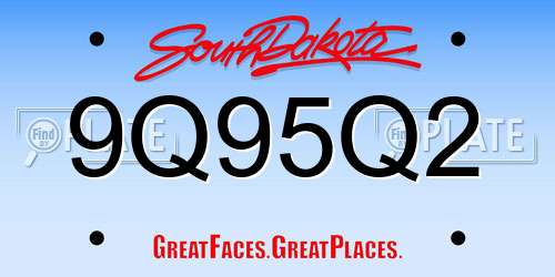 9Q95Q2 South Dakota License Plate