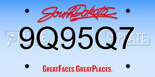 9Q95Q7 South Dakota License Plate