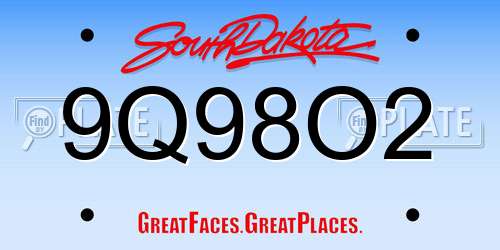 9Q98O2 South Dakota License Plate