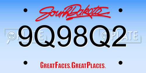 9Q98Q2 South Dakota License Plate