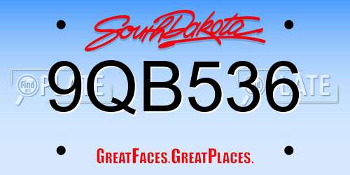 9QB536 South Dakota License Plate
