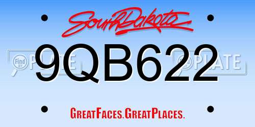9QB622 South Dakota License Plate
