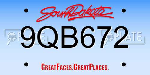 9QB672 South Dakota License Plate