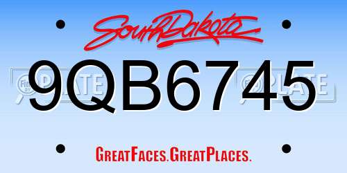 9QB6745 South Dakota License Plate