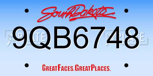 9QB6748 South Dakota License Plate