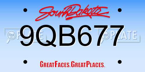 9QB677 South Dakota License Plate