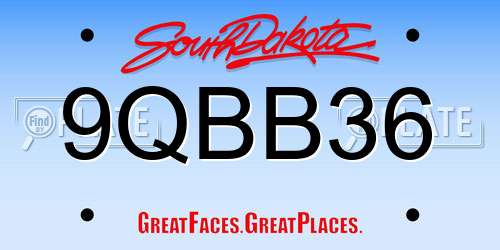 9QBB36 South Dakota License Plate
