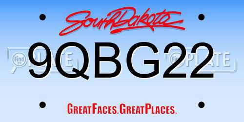 9QBG22 South Dakota License Plate