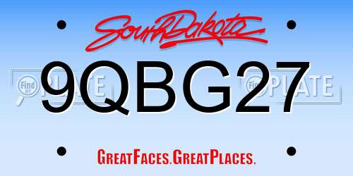 9QBG27 South Dakota License Plate