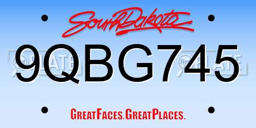9QBG745 South Dakota License Plate