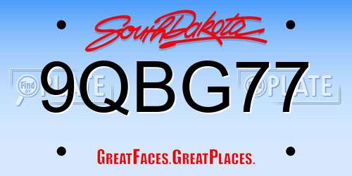 9QBG77 South Dakota License Plate