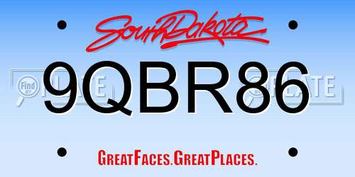 9QBR86 South Dakota License Plate