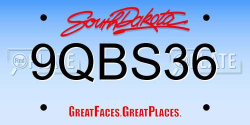 9QBS36 South Dakota License Plate