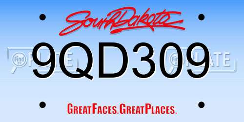 9QD309 South Dakota License Plate