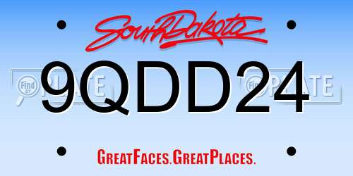 9QDD24 South Dakota License Plate