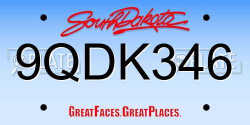 9QDK346 South Dakota License Plate