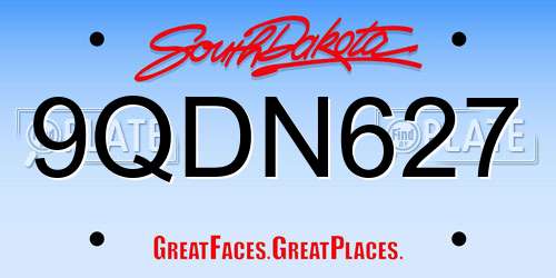 9QDN627 South Dakota License Plate