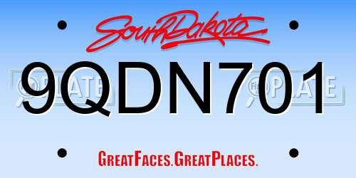 9QDN701 South Dakota License Plate
