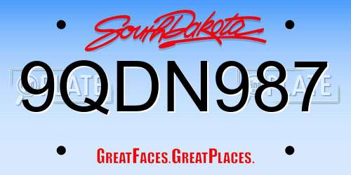 9QDN987 South Dakota License Plate