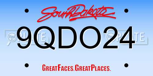 9QDO24 South Dakota License Plate