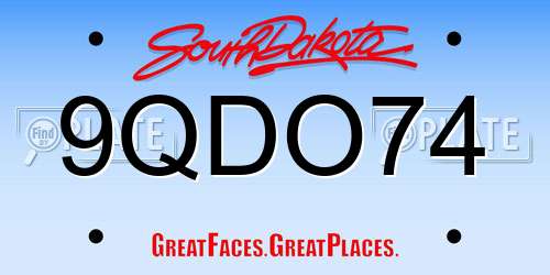 9QDO74 South Dakota License Plate