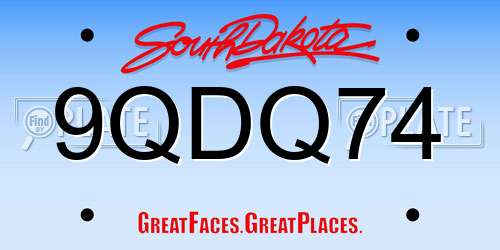 9QDQ74 South Dakota License Plate
