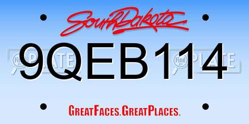 9QEB114 South Dakota License Plate