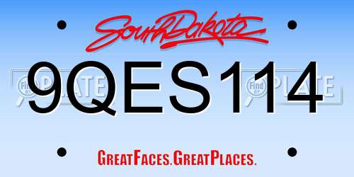 9QES114 South Dakota License Plate