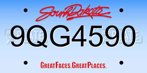 9QG4590 South Dakota License Plate