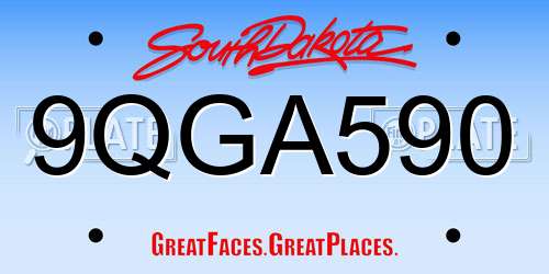 9QGA590 South Dakota License Plate