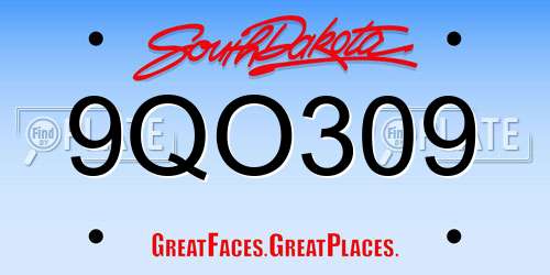 9QO309 South Dakota License Plate