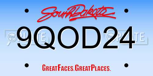 9QOD24 South Dakota License Plate