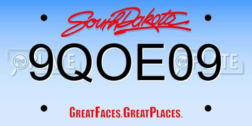 9QOE09 South Dakota License Plate