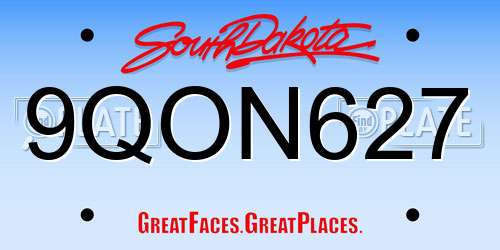 9QON627 South Dakota License Plate